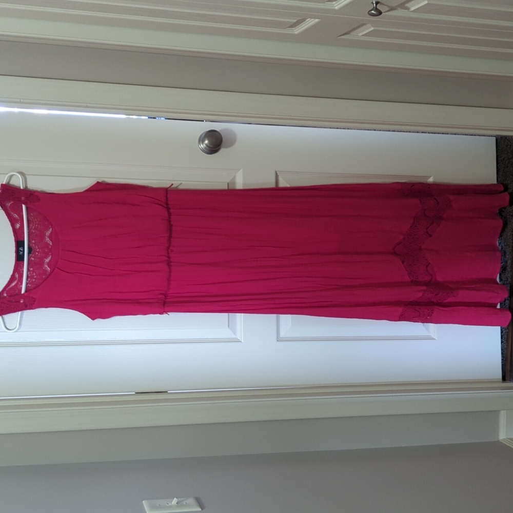 Maxi tank dress with crochet inserts